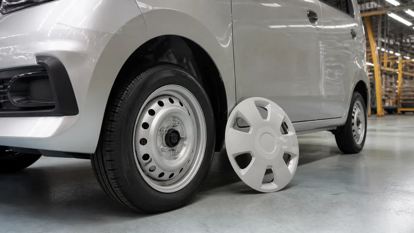 Mâm thép trên xe điện VF 3 giai đoạn thử nghiệm