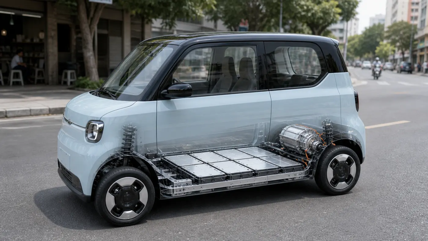 Pin 18,64 kWh và mô-tơ cầu sau của VF 3