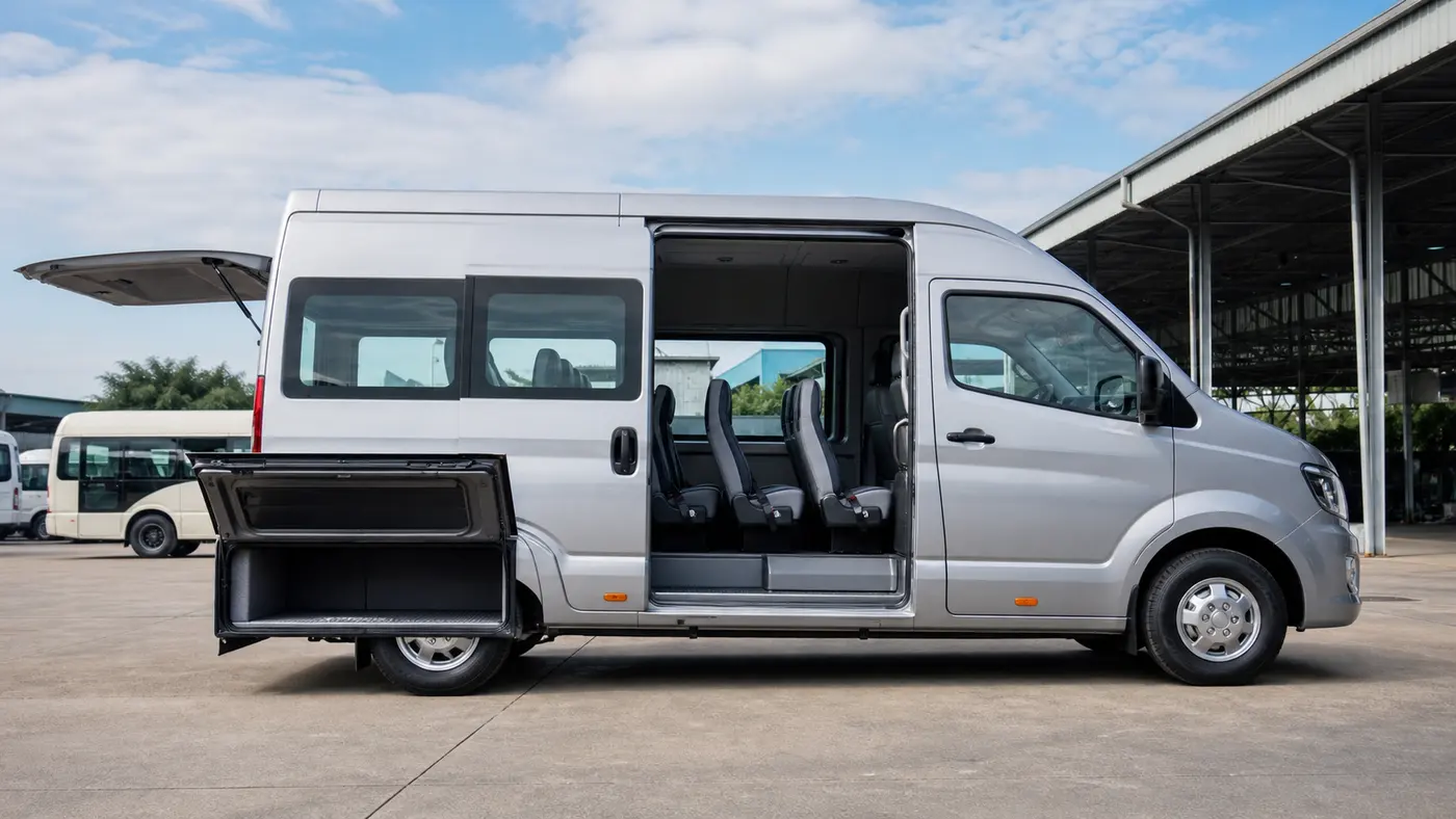 Kích thước và khoang hành lý minibus Kim Long