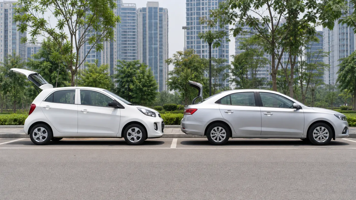 So sánh kích thước Grand i10 hatchback và sedan